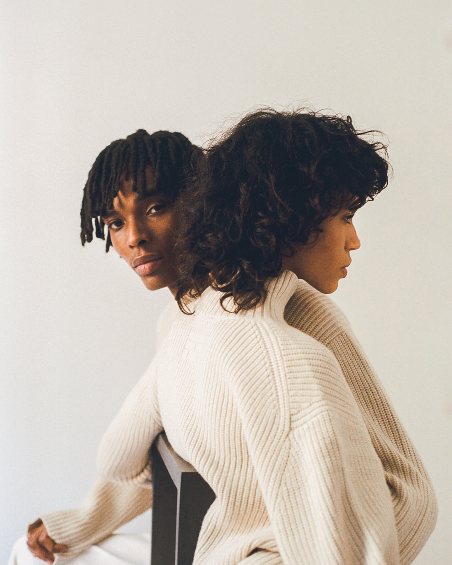 Side profile portrait from the À deux fashion story.