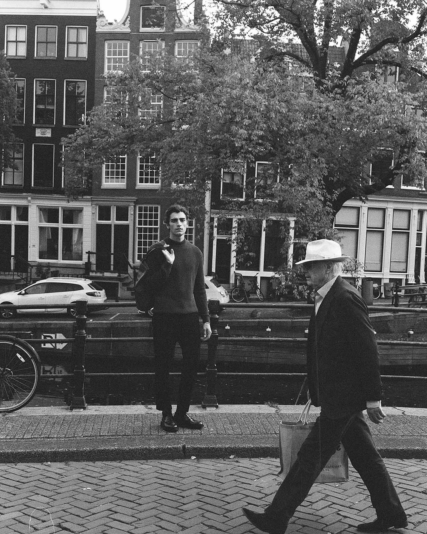 Michael beside an Amsterdam canal for Zara.
