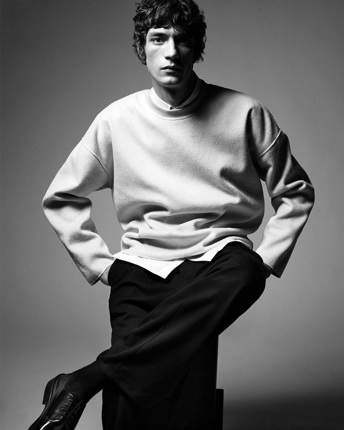 Model in a light sweater photographed for The Bauhaus.
