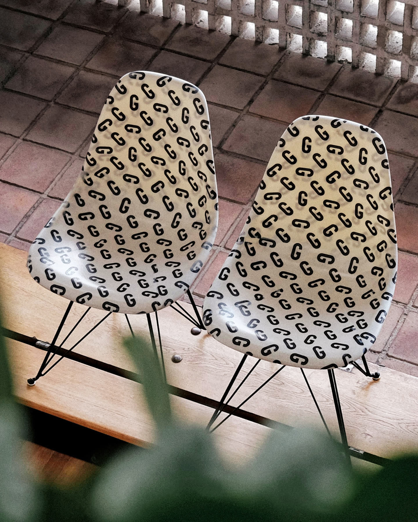Goudron chairs arranged on a terrace at Cité Radieuse.