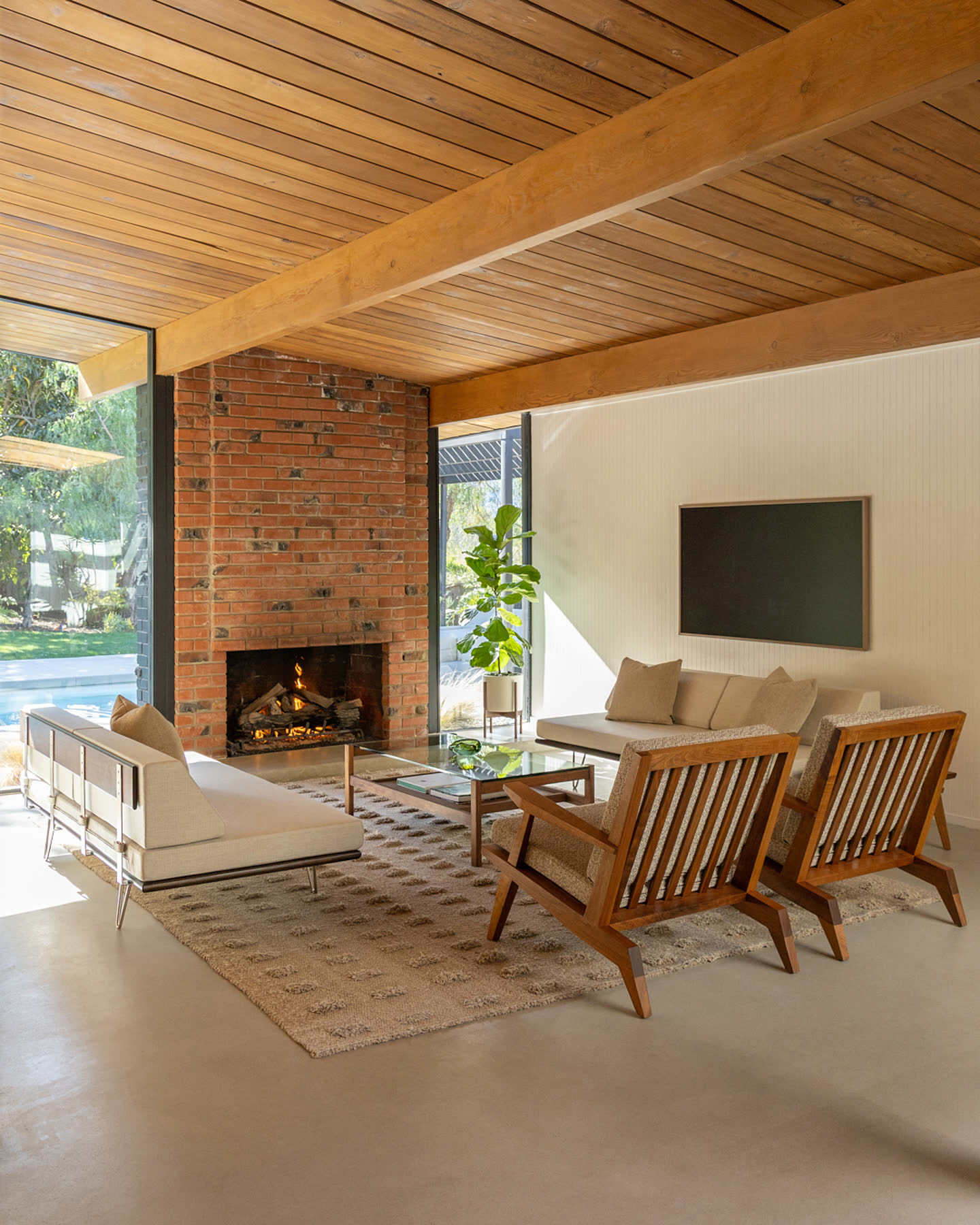 Eichler Post & Beam living room furnished with Modernica pieces.