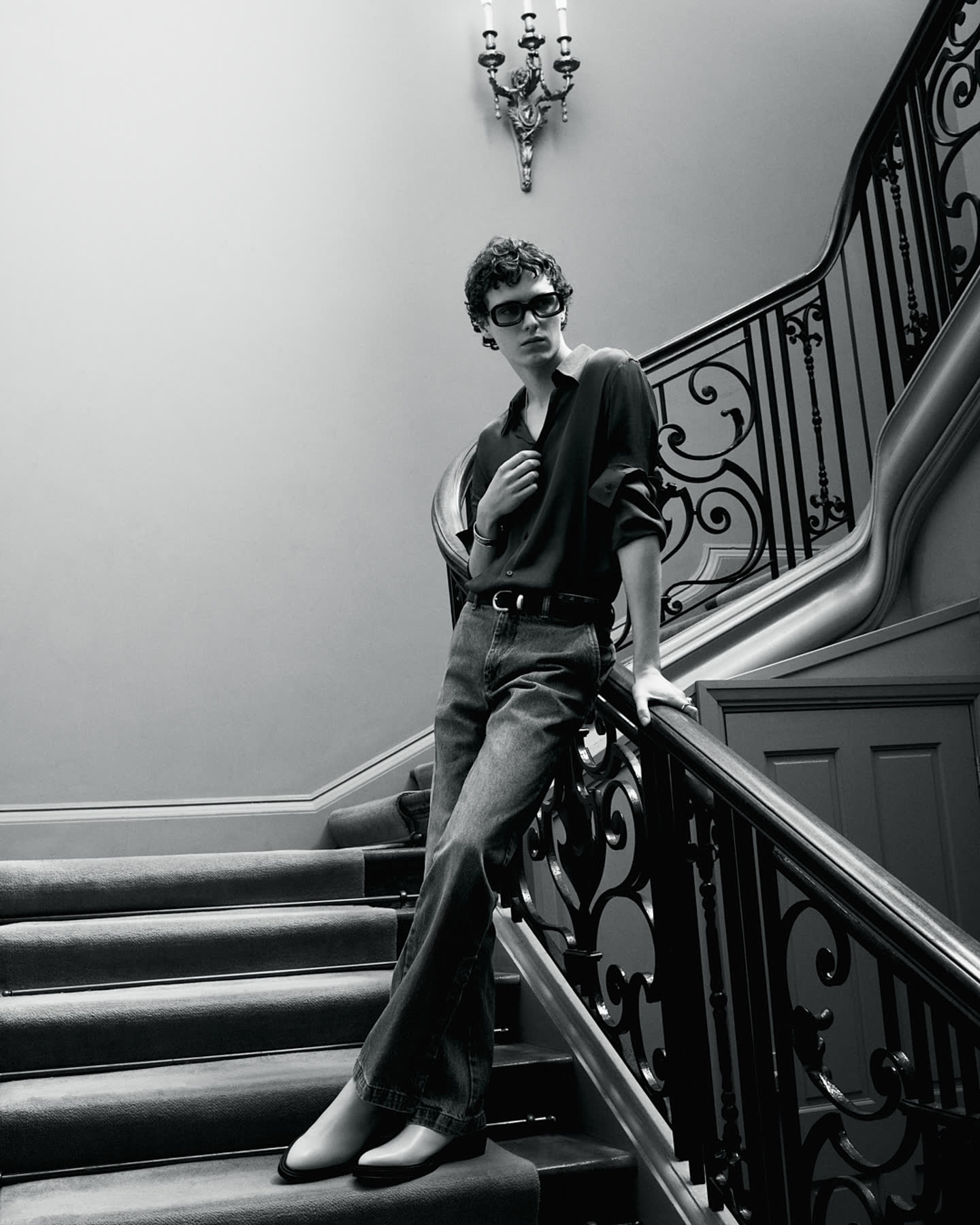 Silk by Zara, photographed on a grand staircase.